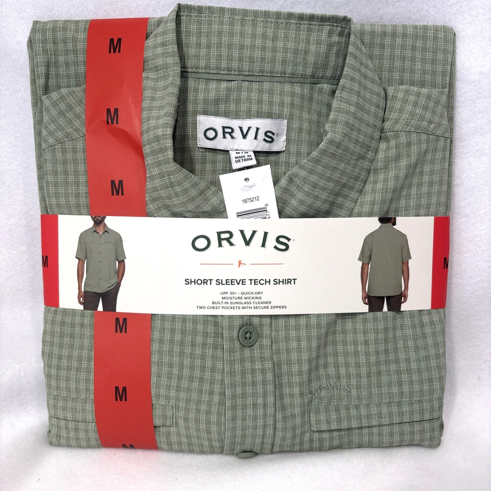 NWT Orvis Men's Short Sleeve Tech Shirt Breathable Quick Dry Green Size M